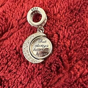 S 925 Charm . Like New. “Not Always Eye to Eye, But Always Heart to Heart”